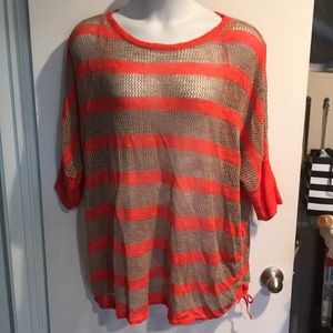 Orange striped sweater or bathing suit cover up